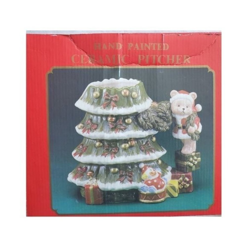 Vintage Original box World Bazar Santa Bear Christmas tree pitcher hand painted - Picture 7 of 9